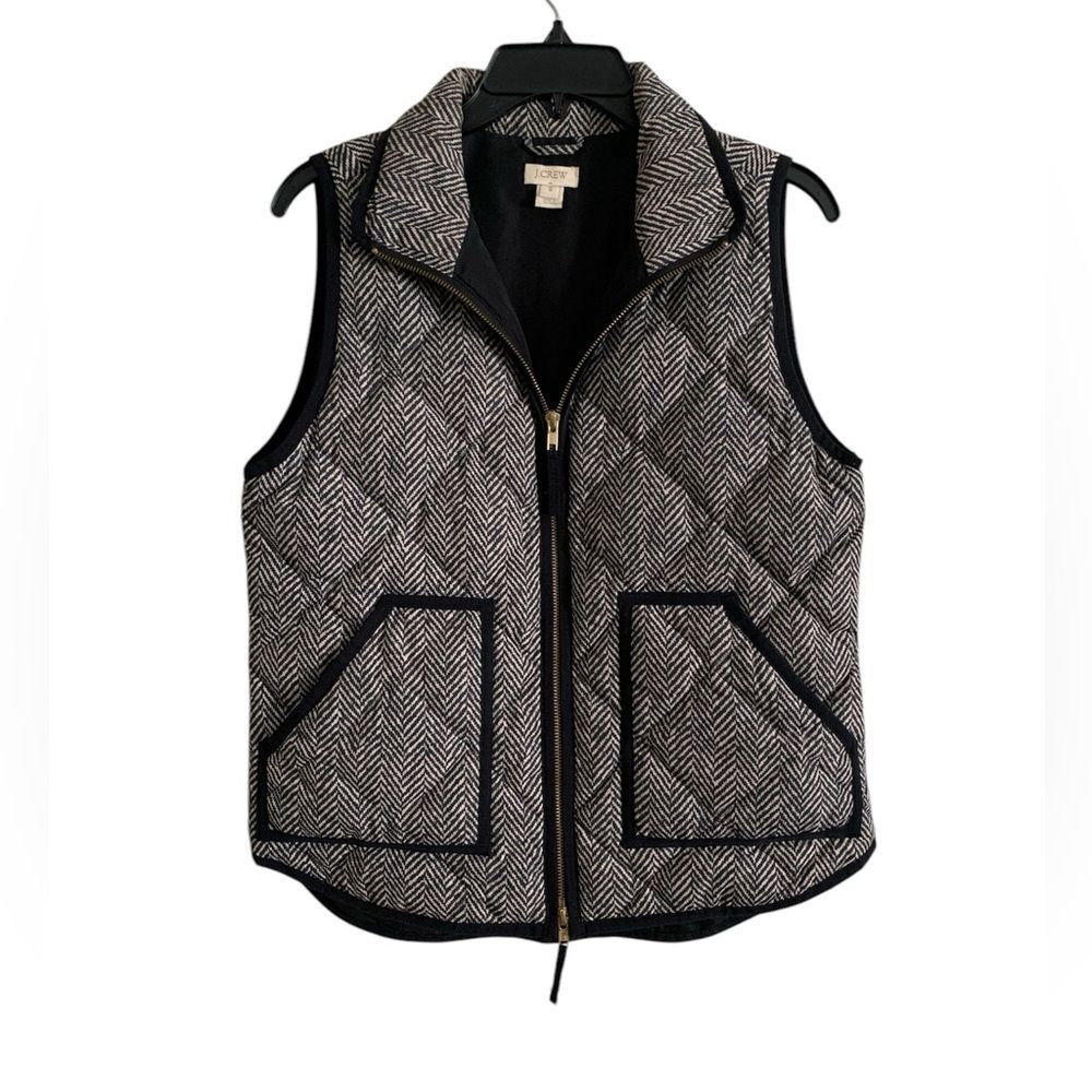 J. Crew Quilted Puffer Herringbone Vest Black Size S J.Crew Vest